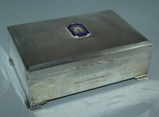 Engine turned silver cig box